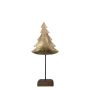 Metal Decorative Fir tree DORANA, wooden base, gold, 10x8x28cm
