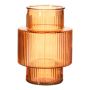 Blumenvase MADDILYN, Glas, Rillen, orange, 8"/20cm, Ø5.9"/15cm