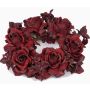 Fake candle wreath INGA, rose, hydrangea, dark red, Ø5.9"/15cm