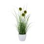 Artificial cotton grass BORFI in decorative pot, panicles, green, 14"/35cm