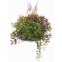Artificial flower arrangement: lavender, impatiens (DANFIR), mint, clover, fern, white-purple-green, 20"/50cm, Ø13"/32cm