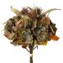 Artificial bouquet of hydrangea and globe thistle FISMA, green-brown, 18"/45cm