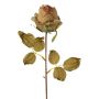 Artificial flower rose GROLK, dry look, green-brown, 18"/45cm, Ø2.4"/6cm
