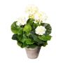 Artificial flower Geranium KLUMOR in cement pot, cream, 14"/35cm