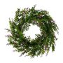 Decorative butcher's broom wreath BILRO with flowers, green-purple, Ø24"/60cm
