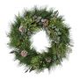 Decorative wreath of pine, cypress and eucalyptus ZAPRI with cones, green, Ø24"/60cm