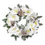 Decorative flower wreath Christmas rose FOGRA, cones, frosted, white, Ø12"/30cm