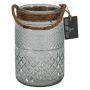OPALUS candle jar with rope, diamond pattern, clear, 19 cm, Ø12 cm