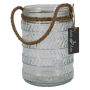 PRISMY candle jar with rope, patterned, clear, 16.5 cm, Ø11 cm