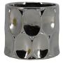 Elegant ceramic planter MANUKO, shiny silver, 4.9"/12,5cm, Ø5.3"/13,4cm