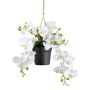 Artificial hanging basket Phalaenopsis orchid LARSAY, decorative pot, white, 10"/25cm