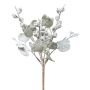 Artificial eucalyptus plant ZORHEN, stake, fruits, frosted, green-grey, 11"/28cm