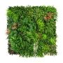 Artificial mat / hedge LEILAI, flowers, crossdoor, green-white-red, 3ftx3ft/100x100cm
