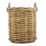 Round rattan basket BENIGNO with handle, brown, 23"/59cm, Ø17"/44cm