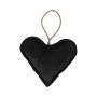 Velvet Decorative heart hanger EYRUN, hanging cord, black, Ø6.3"/16cm