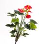 Artificial anthurium bush LORIE on spike, red, 22"/55cm, Ø2.4"x3.1"/6x8cm
