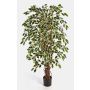 Artificial Ficus tree JARLAN, real stems, green-white, 7ft/210cm