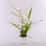 Fake orchid oncidium SHANIA ceramic pot, white-brown, 20"/50cm Ø1.2"-1.6"/3-4cm