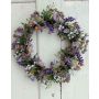 Artificial lavender wreath AJILA, gypsophila, daisies, purple, Ø12"/30cm