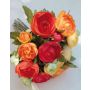 Bouquet of silk ranunculus TONIE, yellow-orange, 8"/20cm, Ø8"/20cm
