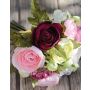 Bouquet of silk ranunculus TONIE, fuchsia-white, 8"/20cm, Ø8"/20cm