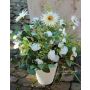 Artificial arrangement of gerberas and lathyrus JONNA, decorative pot, white, 16"/40cm