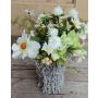 Artificial arrangement of anemones and pansies CHEYENNE, rattan pot, white, 16"/40cm