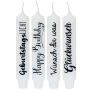 Tapered candle with saying KELANI, wishes in German, 4 candles, 4 sayings, colourful, 6"/16,5cm, Ø1.1"/2,8cm, 6h