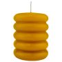 Block candle MONISHA with horizontal grooves, ochre yellow, 4.3"/11cm, Ø3.5"/9cm, 69h - Made in Germany