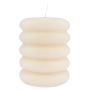 Block candle MONISHA with horizontal grooves, cream, 4.3"/11cm, Ø3.5"/9cm, 69h - Made in Germany