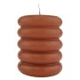 Block candle MONISHA with horizontal grooves, cognac, 4.3"/11cm, Ø3.5"/9cm, 69h - Made in Germany