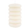 Block candle MONISHA with horizontal grooves, cream, 6"/15cm, Ø3.5"/9cm, 69h - Made in Germany
