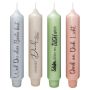 Tapered candle with saying KELANI, compliment in German, 4 candles, 4 sayings, colourful, 6"/16,5cm, Ø1.1"/2,8cm, 6h
