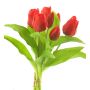 Artificial tulip bouquet LONA, red-black, 12"/30cm