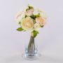 Bouquet of silk ranunculus TONIE, white-pink, 8"/20cm, Ø8"/20cm