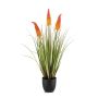 Artificial Red hot poker FLORENS in a decorative pot, red-orange, 35"/90cm