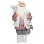Father Christmas figurine ABENZIO, ice skates, gift bag, white-grey-red, 22x14x45cm