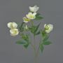 Artificial Christmas rose branch ANYALA, cream-white, 24"/60cm, Ø2"-2.4"/5-6cm