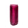 Triangular flower vase NEROLANIK, glass, with grooves, fuchsia-clear, 8"/20cm, Ø3.1"/8cm