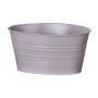 Oval plant pot MICOLATO with grooves, zinc, taupe, 7"x5.3"x4"/19x13,5x10cm