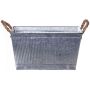 Rectangular BIMETO flower box with handles, grooves, zinc, silver, 29x19x15cm