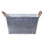 Rectangular BIMETO planter with handles, grooves, zinc, silver, 24 x 14 x 13 cm