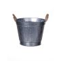 BIMETO round flowerpot with handles, grooves, zinc, silver, 18.5 cm, Ø22.5 cm