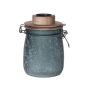 Storage jar with swing top ANNEDORE with tea-light holder, frosted look, petrol green, 15,5cm, Ø10,5cm