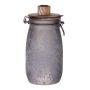 Storage jar with swing top ANNEDORE with dinner candle holder, frosted look, grey, 24,5cm, Ø11,5cm