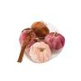 SIGGY velvet decorative pumpkins, set of 4, purple-brown-cream, 6.5 cm, Ø7.5 cm