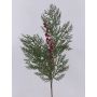 Plastic cedar branch AMANDLA with berries, red-green, 31"/80cm