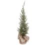 Artificial cedar ANGARA in jute bag, snow-covered, green-white, 24"/60cm