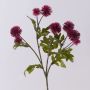 Artificial safflower flower branch TRUDBERTA, dry look, burgundy red, 22"/55cm, Ø1.2"-1.6"/3-4cm