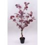 Decorative tree Eucalyptus WISCHERA, fruits, artificial trunk, decorative pot, burgundy-grey, 35"/90cm